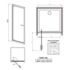 Душевая дверь Radaway Twist DWJ 80 прозрачное стекло